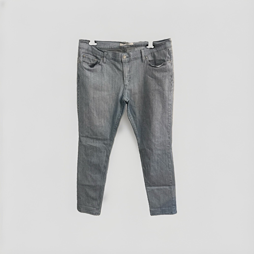 Levi's 524 Skinny Striped Hickory Railroad Women's Jeans Blue Denim 33X32